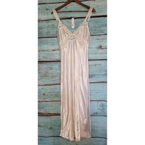 Vintage 90s Victorias Secret Satin Chemise Negligee Nightgown Beaded Sequins Med